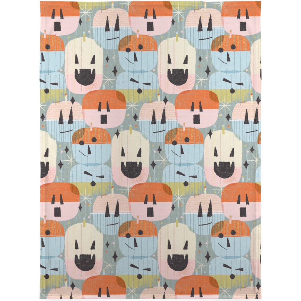 Retro Mod Jack-O-Lanterns -Multi Blanket, Fleece, 30x40, Multicolor