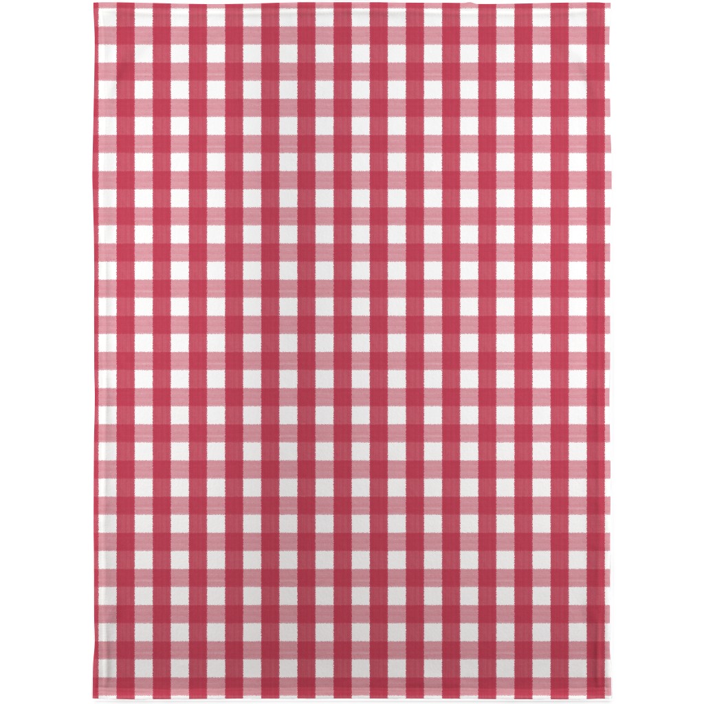 Check Red on White Blanket, Fleece, 30x40, Red, Red