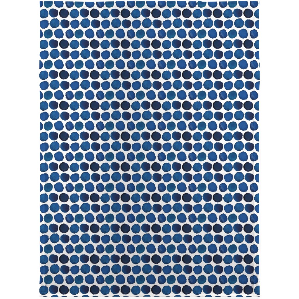 Watercolor Dots - Dark Blanket, Fleece, 30x40, Blue