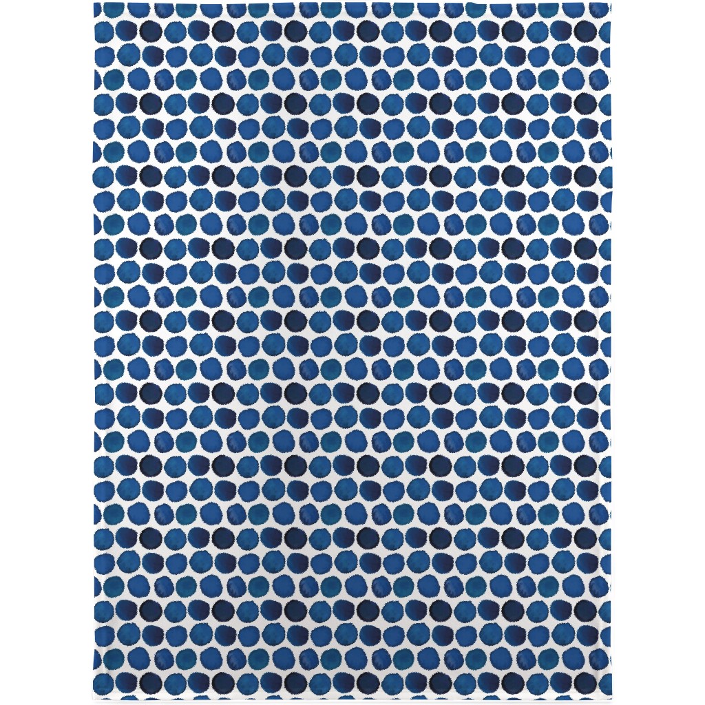 Watercolor Dots - Dark Blanket, Fleece, 30x40, Blue, True Blue