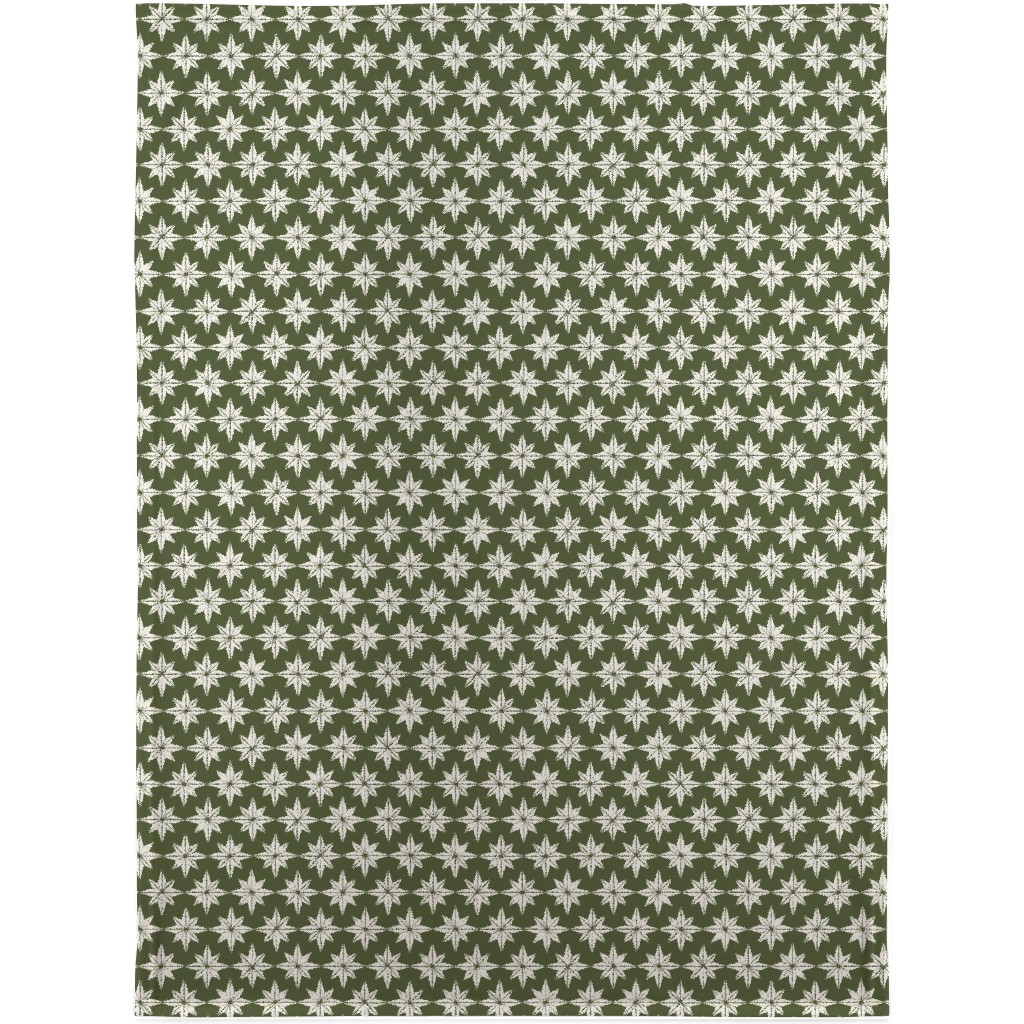 Christmas Star Tiles Blanket, Fleece, 30x40, Green, Forest