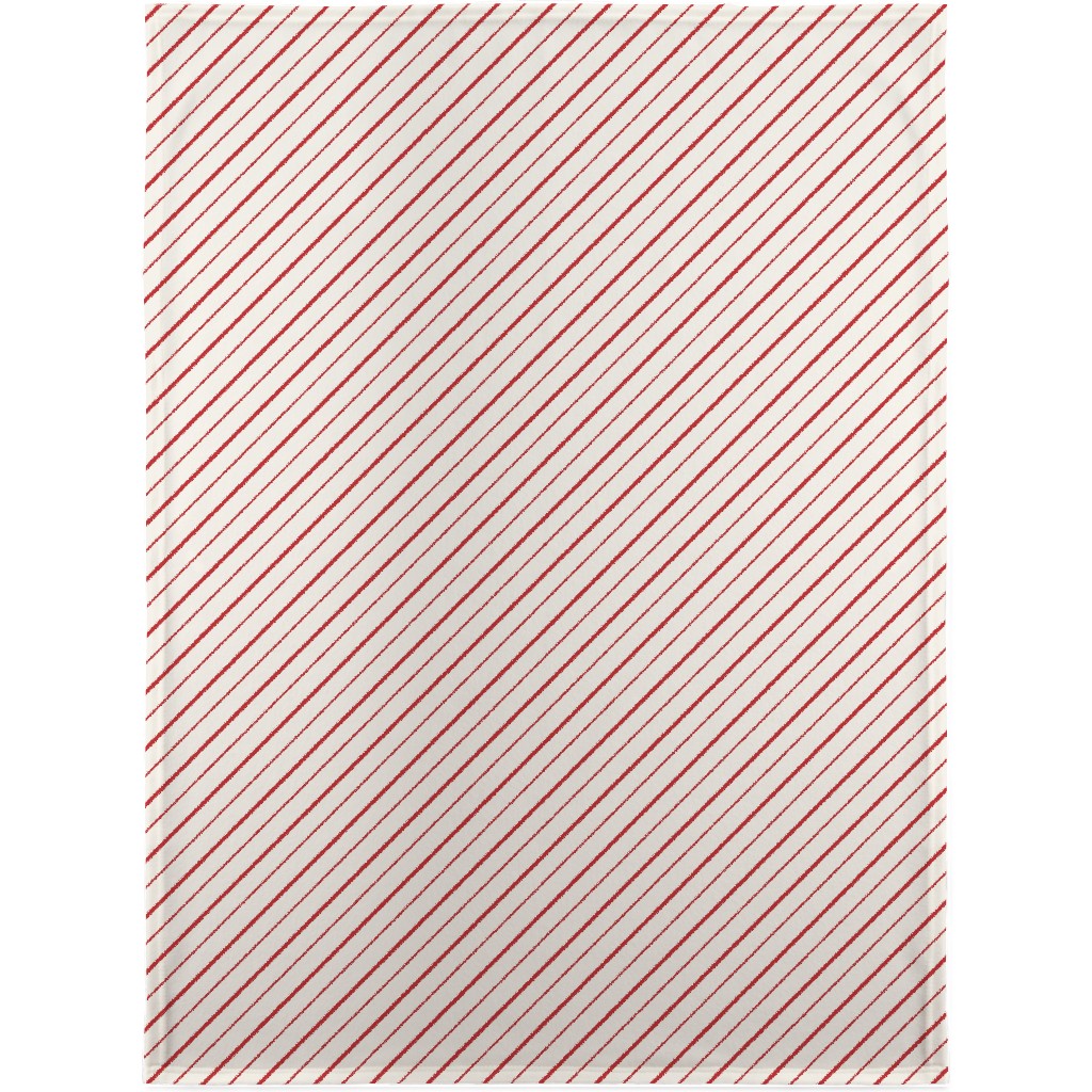 Diagonal Candy Cane Stripes Blanket, Fleece, 30x40, Red, Red