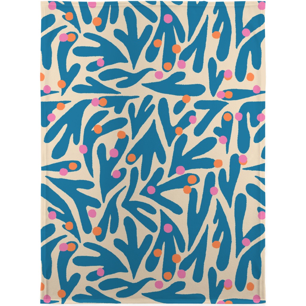 Funky Floral - Blue and White Blanket, Fleece, 30x40, Blue, True Blue