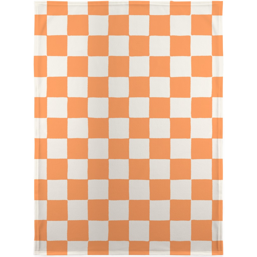 Retro Checker Checkerboard Blanket, Fleece, 30x40, Orange, Orange Sherbet