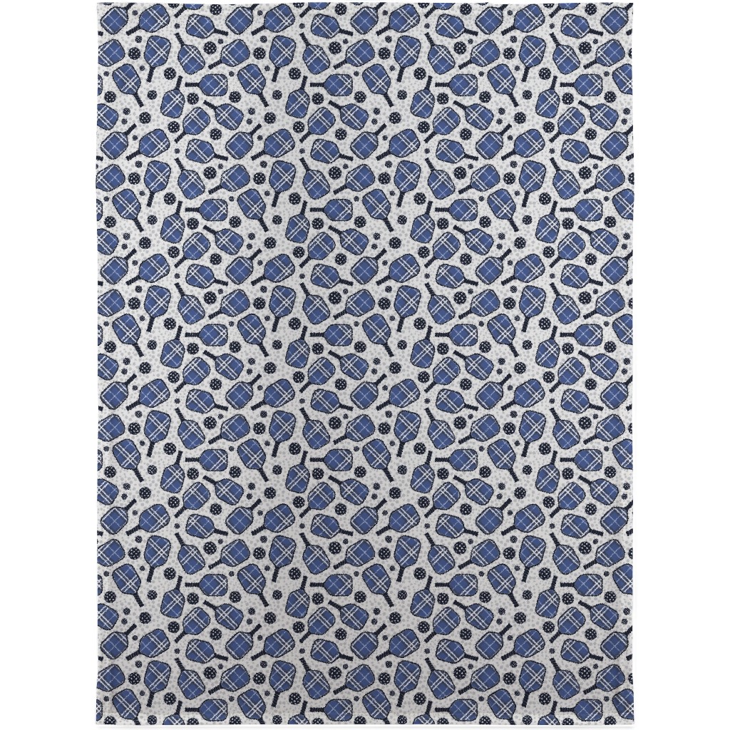 Pickleball Paddles - Blue and Gray Blanket, Fleece, 30x40, Blue