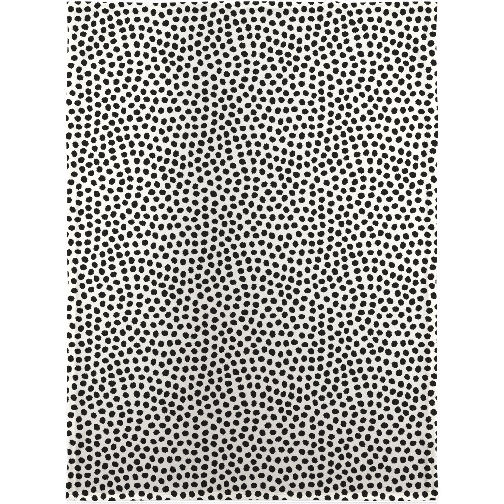 Dots - Black and White Blanket, Fleece, 30x40, White, White