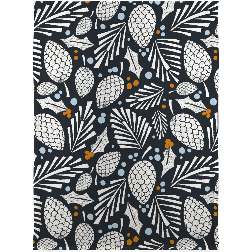 Winter Woodlands Christmas Pinecones Blanket, Fleece, 30x40, Blue