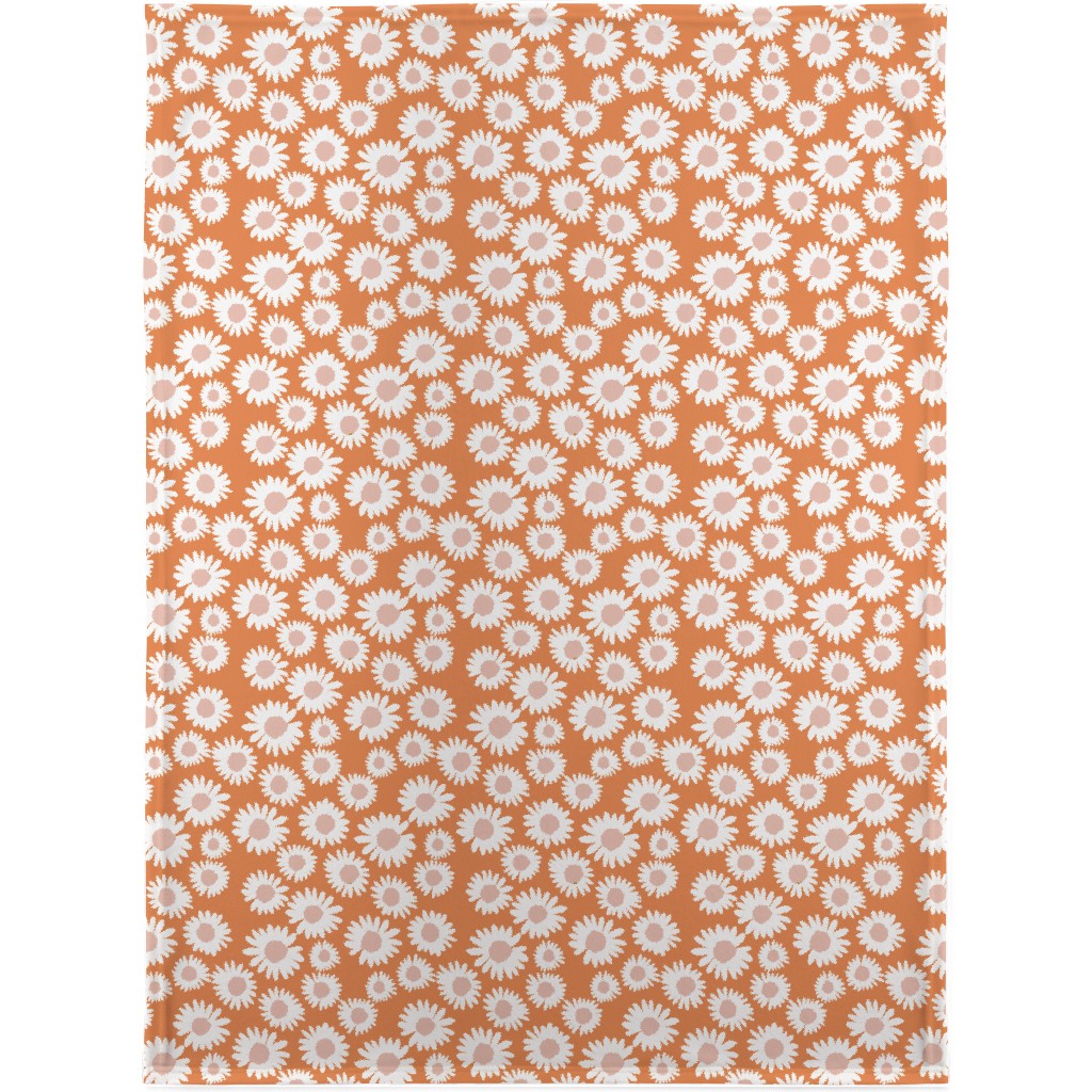 Boho Daisies - Flowers - Muted Orange and Blush Blanket, Fleece, 30x40, Orange, Orange