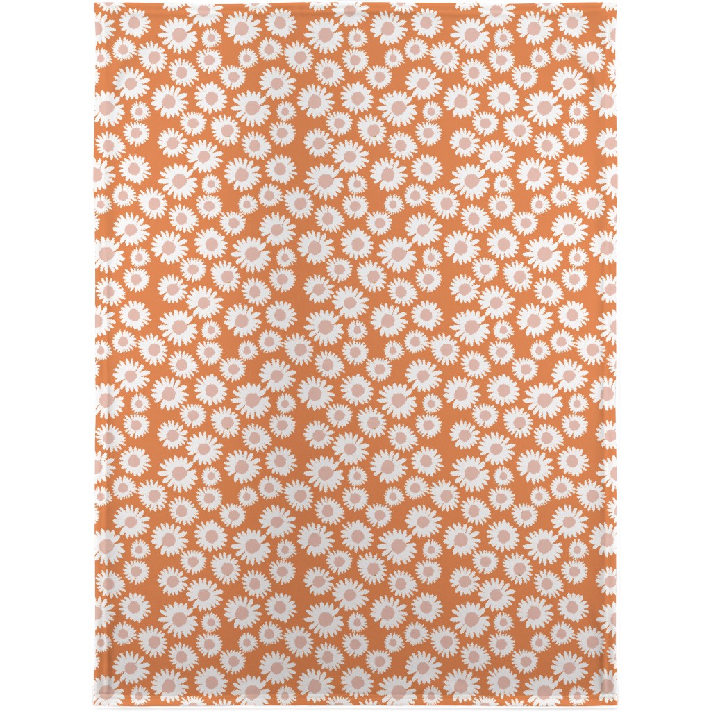 Boho Daisies - Flowers - Muted Orange and Blush Blanket, Fleece, 30x40, Orange