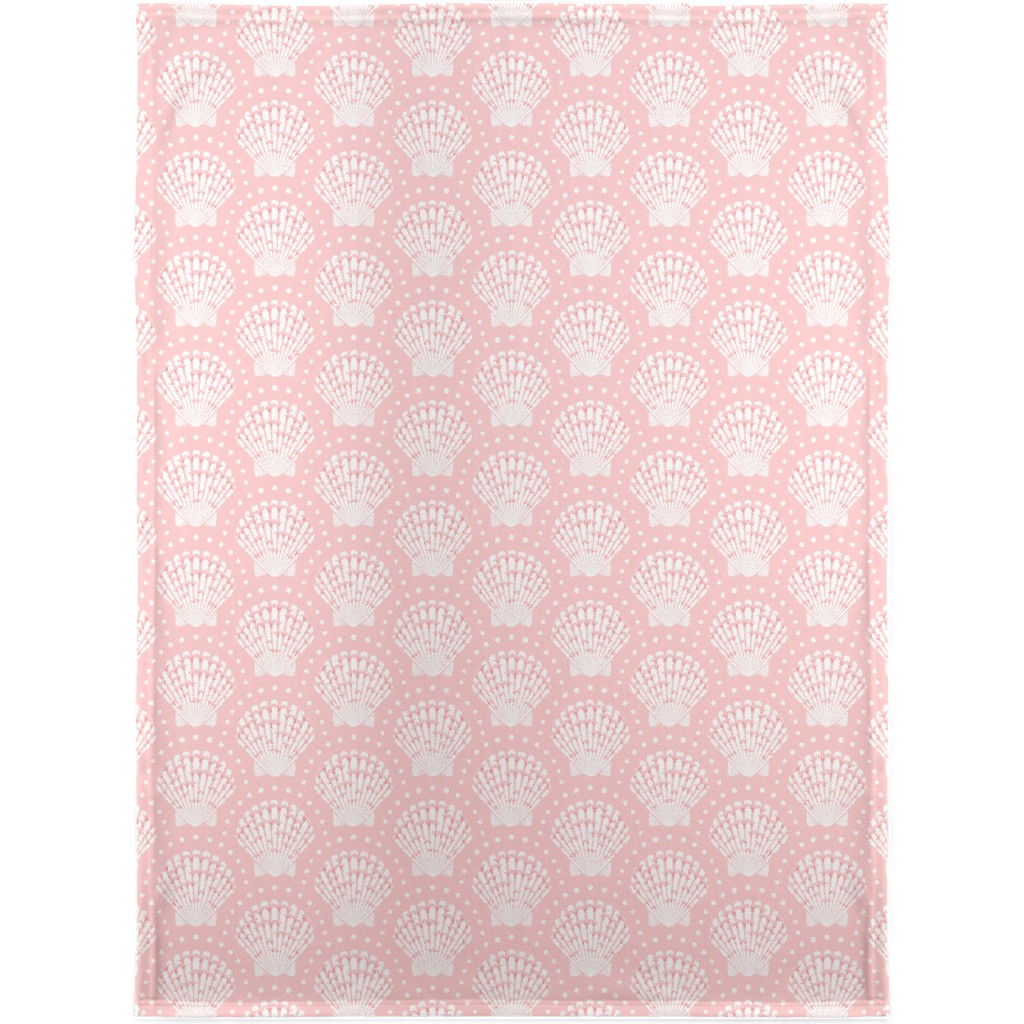 Pretty Scallop Shells - Pink Blanket, Fleece, 30x40, Pink