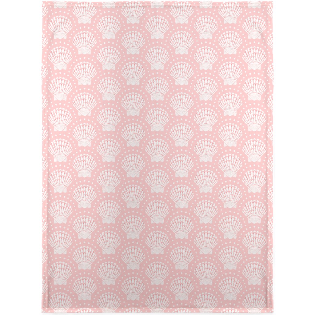 Pretty Scallop Shells - Pink Blanket, Fleece, 30x40, Pink, Bright Pink