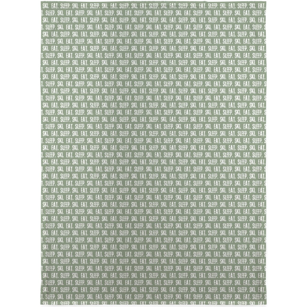 Eat Sleep Ski Blanket, Fleece, 30x40, Green, Mantis