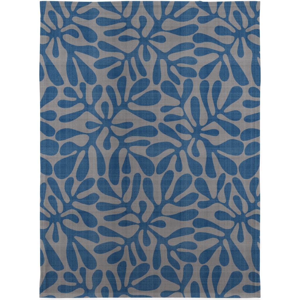 Block Print Texture Blanket, Fleece, 30x40, Blue, Cornflower