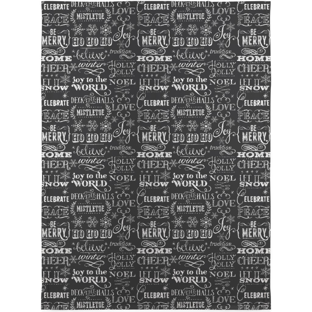 Chalkboard Christmas Sayings Blanket, Fleece, 30x40, Gray, Gray