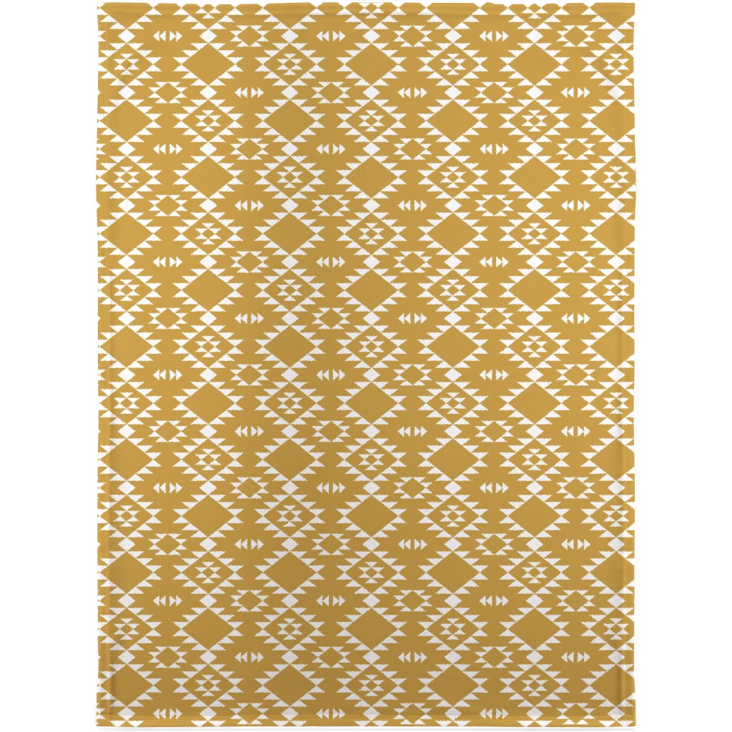 Navajo - Gold White Blanket, Fleece, 30x40, Yellow