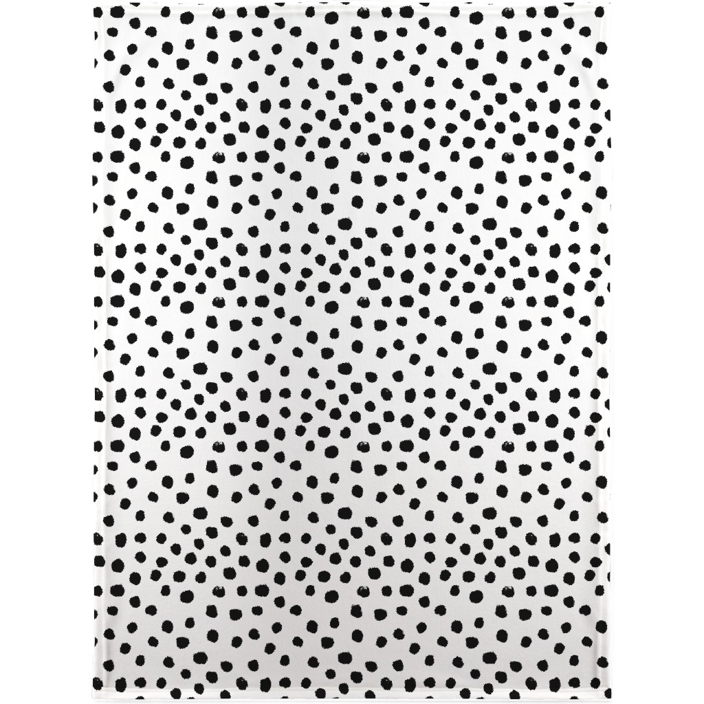 Soft Painted Dots Blanket, Fleece, 30x40, White, Black