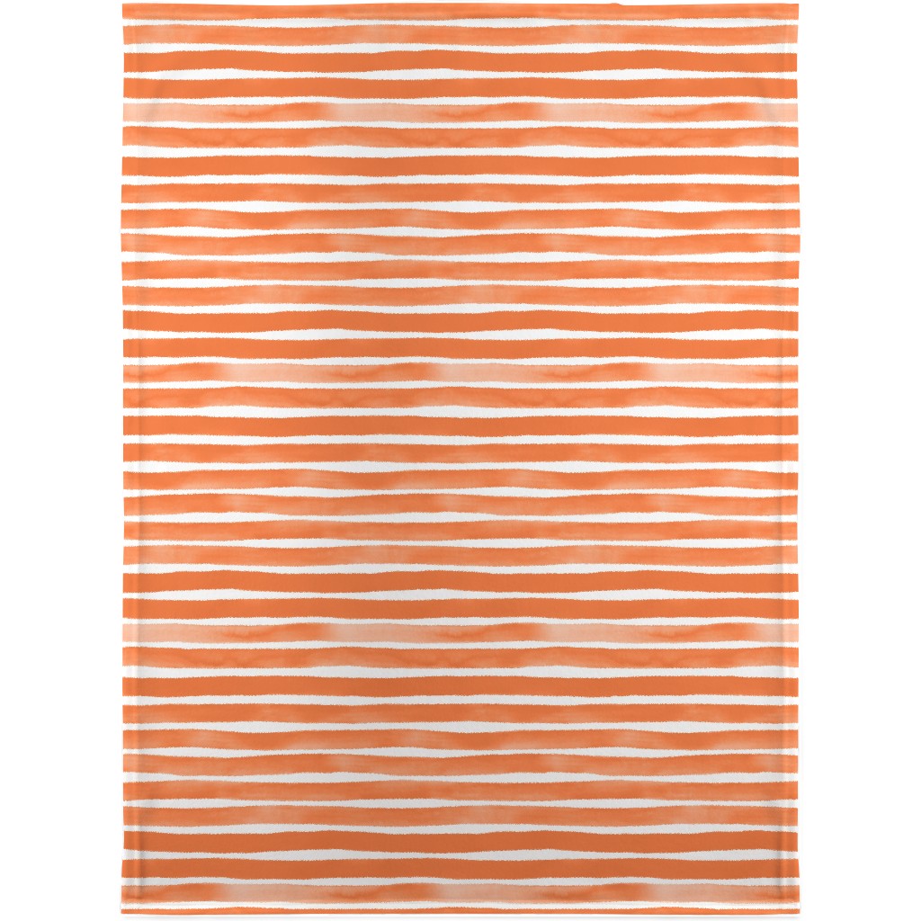 Imperfect Watercolor Stripes Blanket, Fleece, 30x40, Orange