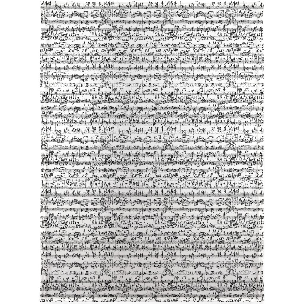 Handwritten Sheet Music Blanket, Fleece, 30x40, White, White