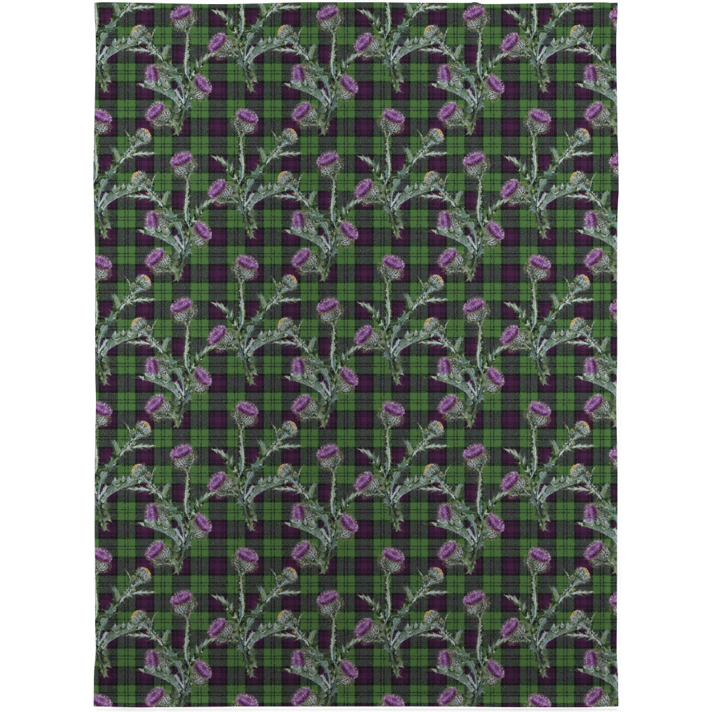 Feochadan Tartan - Green and Purple Blanket, Fleece, 30x40, Green, Classic Green