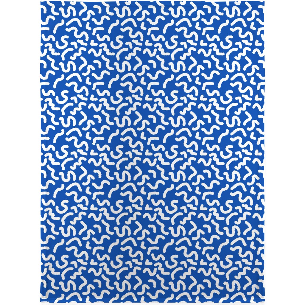 Dark Squiggles - Blue Blanket, Fleece, 30x40, Blue