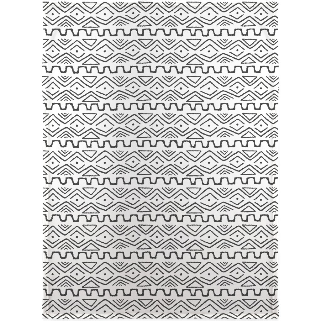 Mud Cloth - White Blanket, Fleece, 30x40, White, White