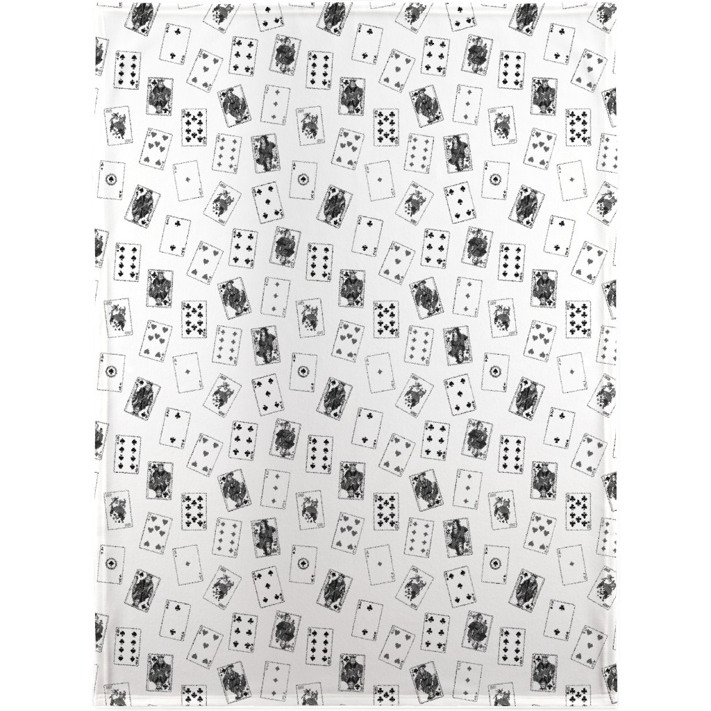 Scattered Playing Cards Blanket, Fleece, 30x40, White, Quarry