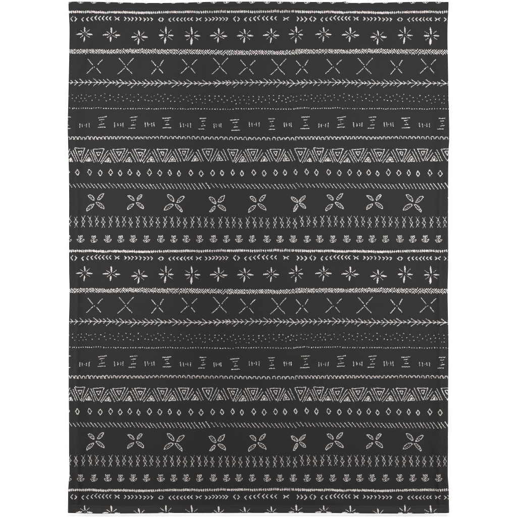 Boho Print Blanket, Fleece, 30x40, Black