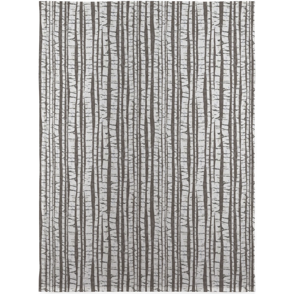 Birch Forest - Gray Blanket, Fleece, 30x40, Gray