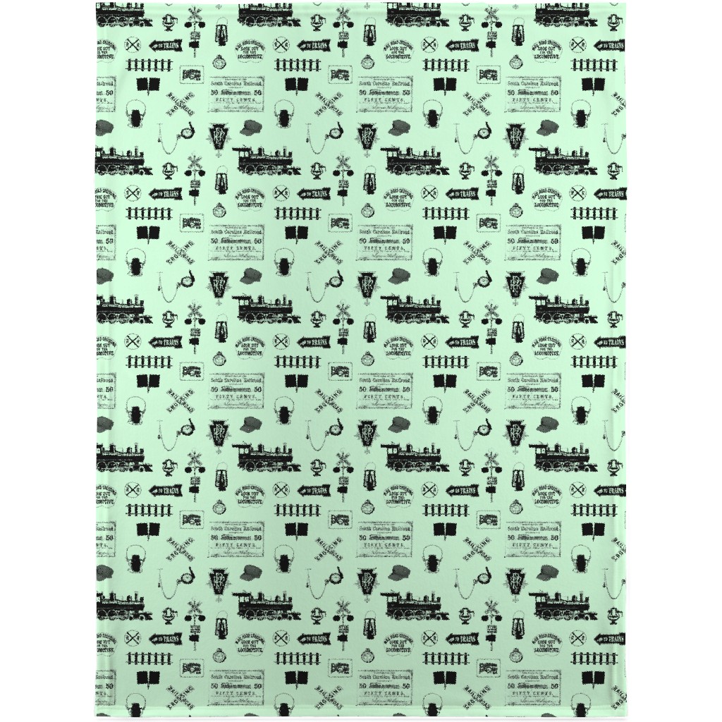 Railroad Blanket, Fleece, 30x40, Green, Frosted Glass