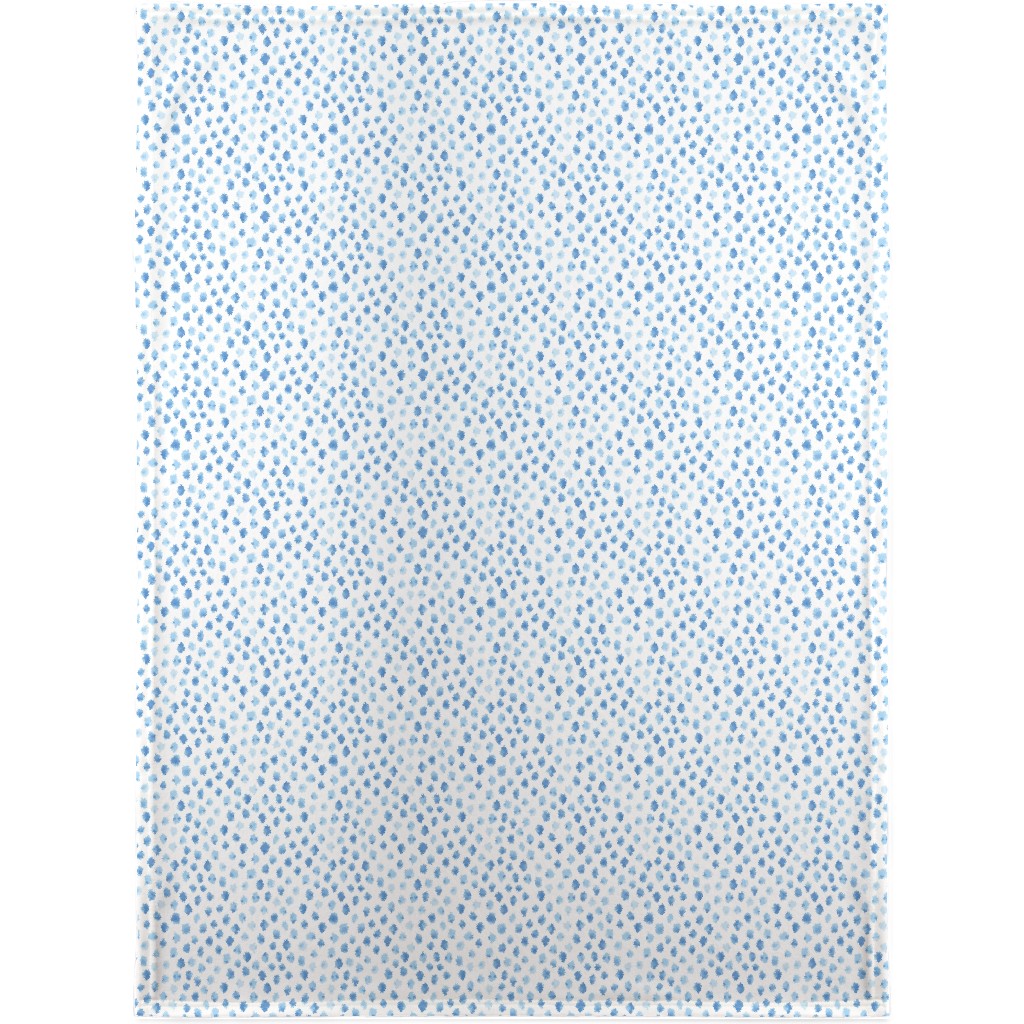 Blue Spots on White Blanket, Fleece, 30x40, Blue, True Blue