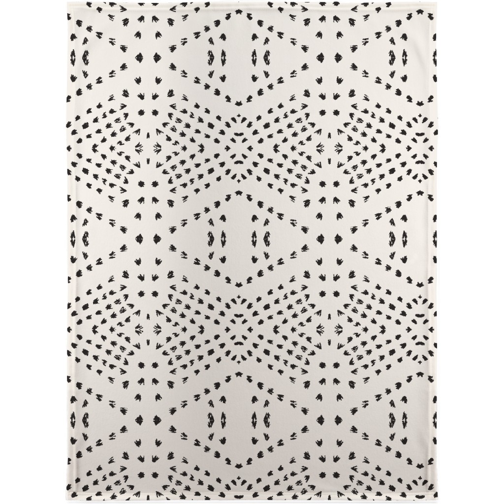 Boho Tile Blanket, Fleece, 30x40, Beige, Black