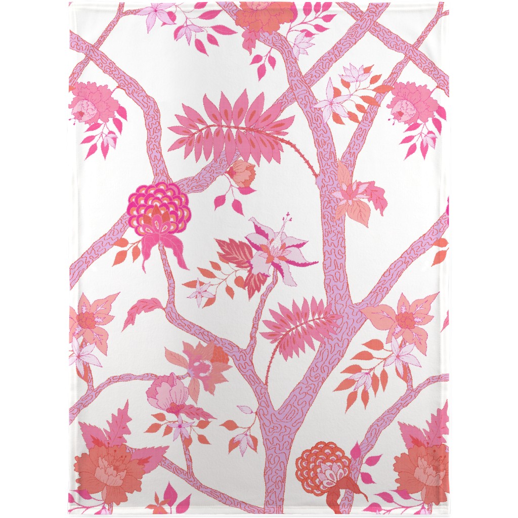 Peony Branch Mural Blanket, Fleece, 30x40, Pink