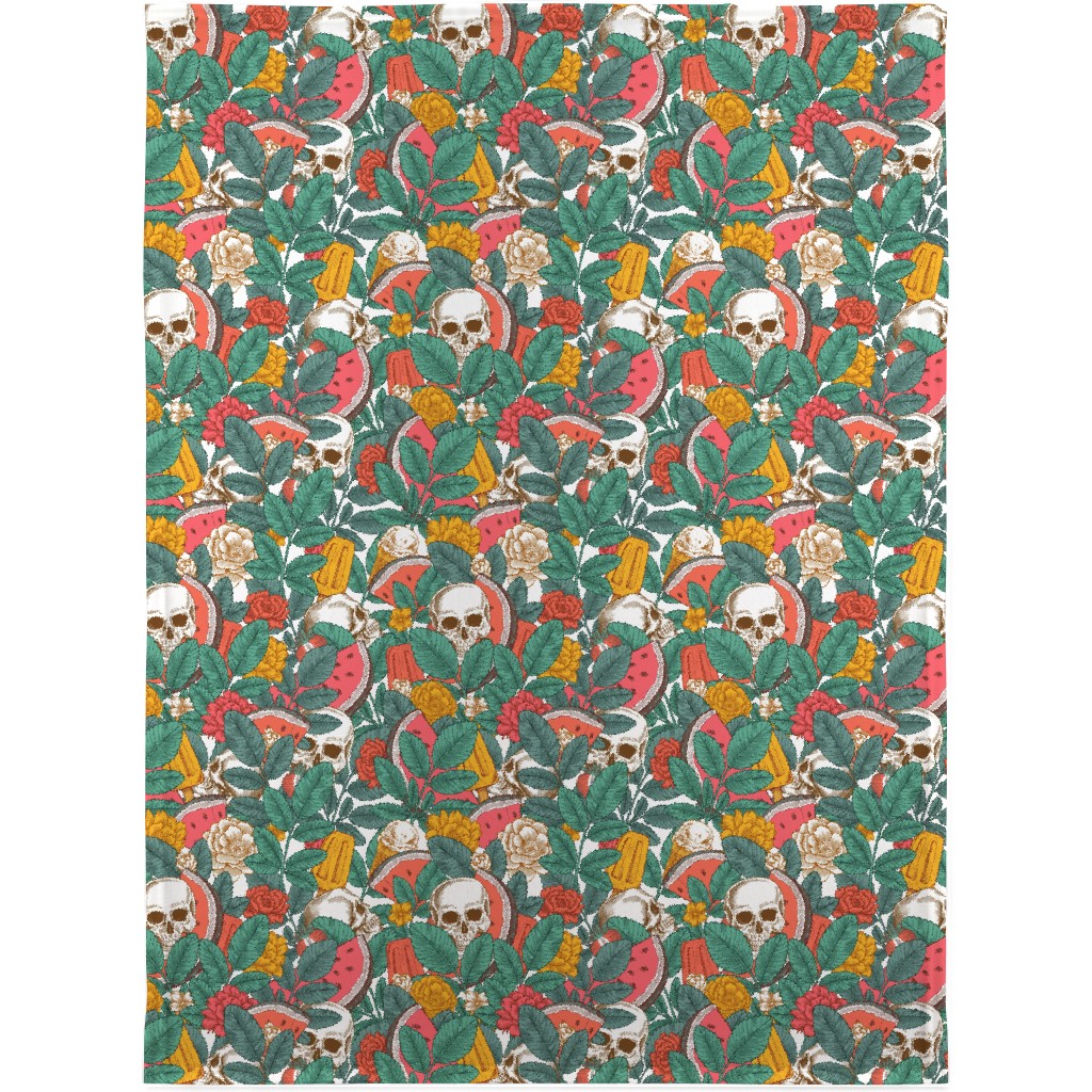 Summer Skull - Multi Blanket, Fleece, 30x40, Green, Classic Green