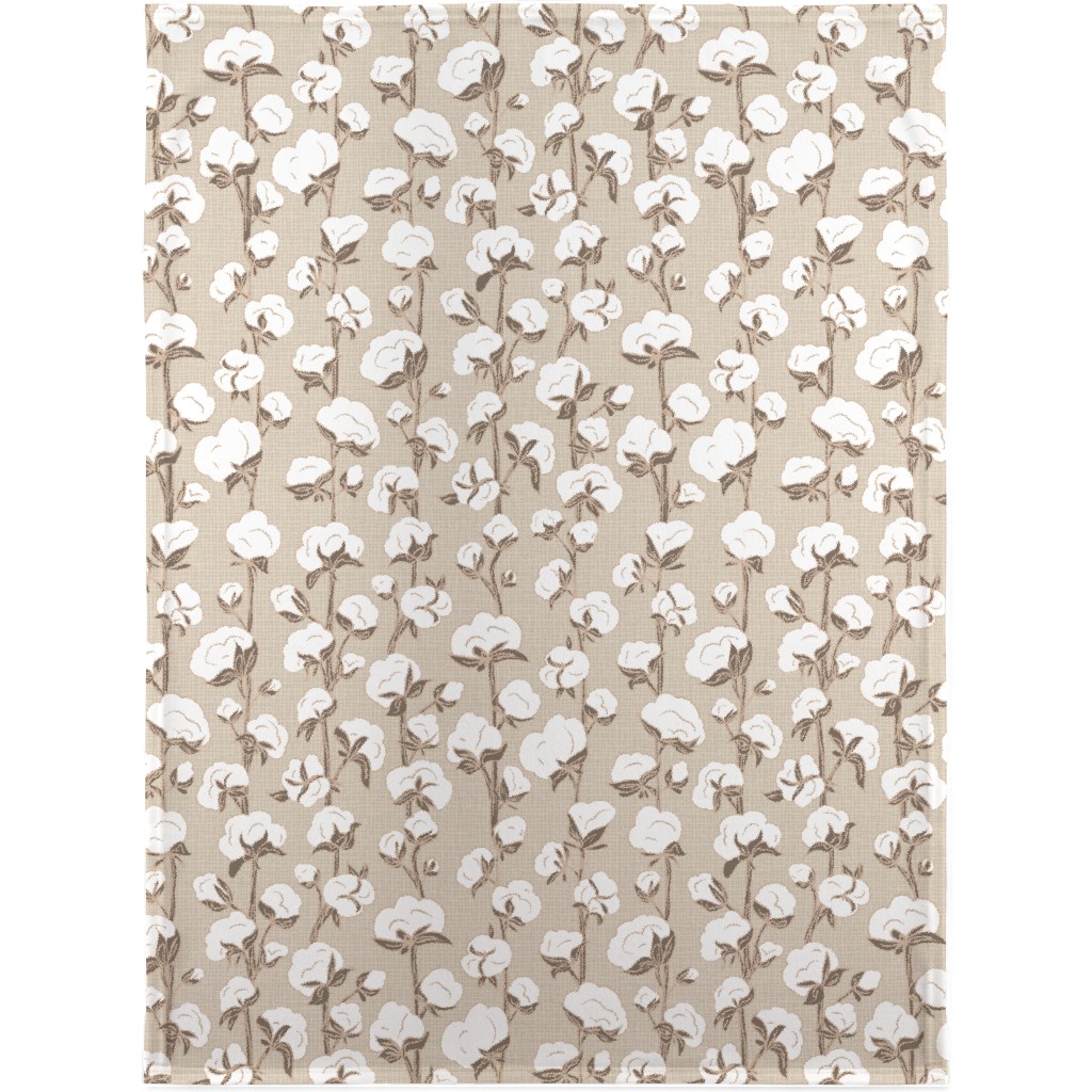 Cotton Stalk Stripe - Brown Blanket, Fleece, 30x40, Beige, Pearl