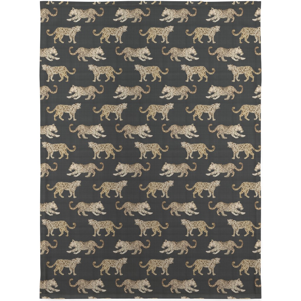 Leopard Parade Blanket, Fleece, 30x40, Gray