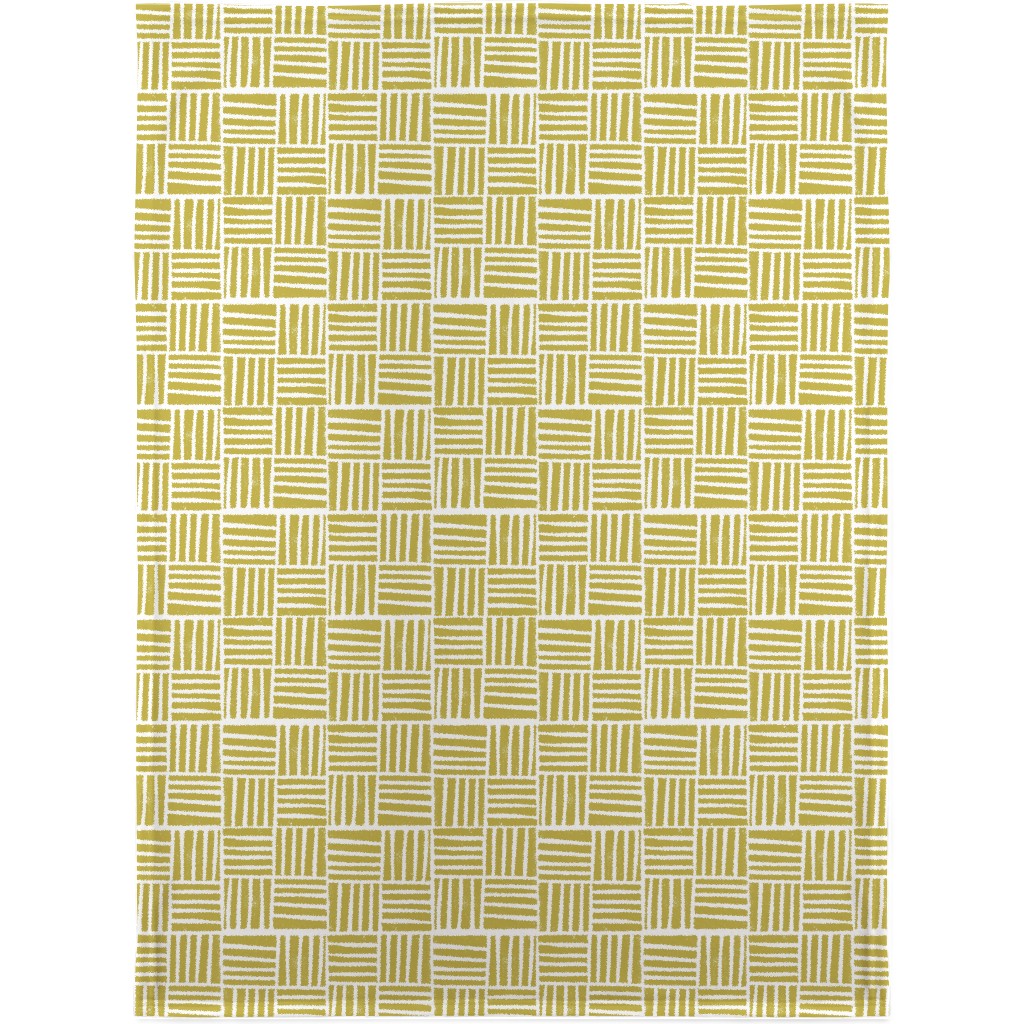 Thatch Stripe Grid - Yellow Blanket, Fleece, 30x40, Yellow, Classic Yellow