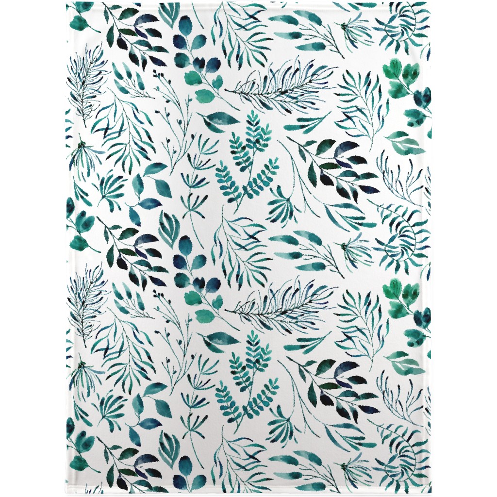 Leaves Nature Botanical Prints Blanket, Fleece, 30x40, Green
