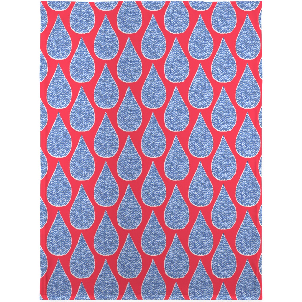 April Showers Rain Drops - Red Blanket, Fleece, 30x40, Red, Red