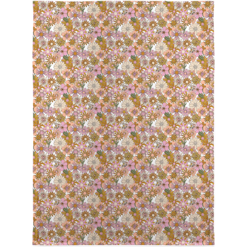Chelsea Vintage Floral Garden - Pink Blanket, Fleece, 30x40, Pink, Bright Pink