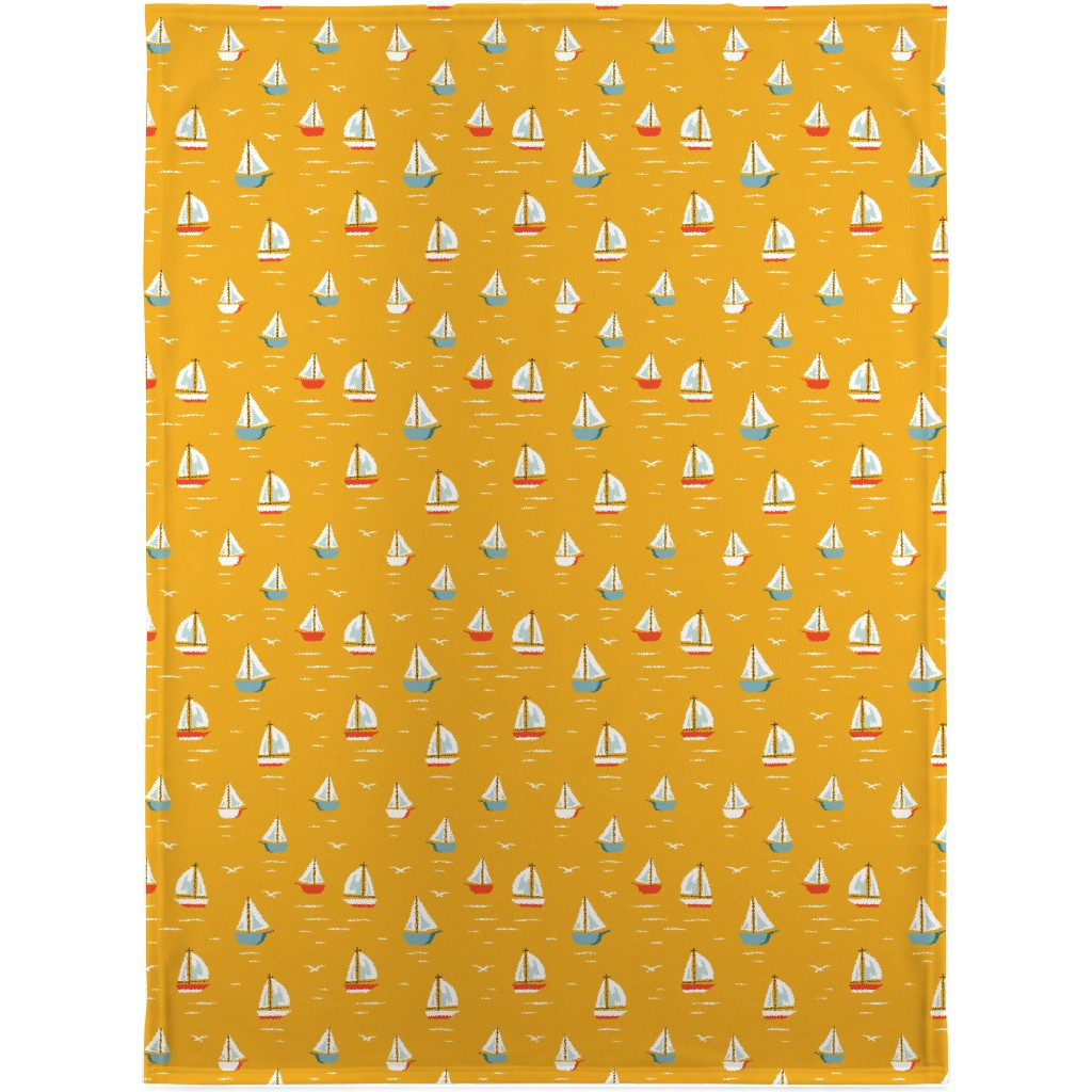 Sailboats Blanket, Fleece, 30x40, Yellow