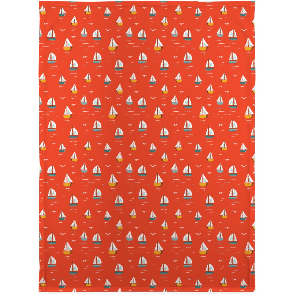 Sailboats Blanket, Fleece, 30x40, Red