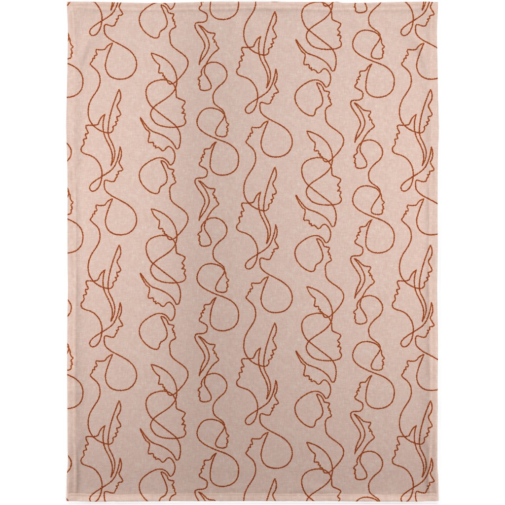 Aria - Flowing Faces - Blush and Brick Blanket, Fleece, 30x40, Pink