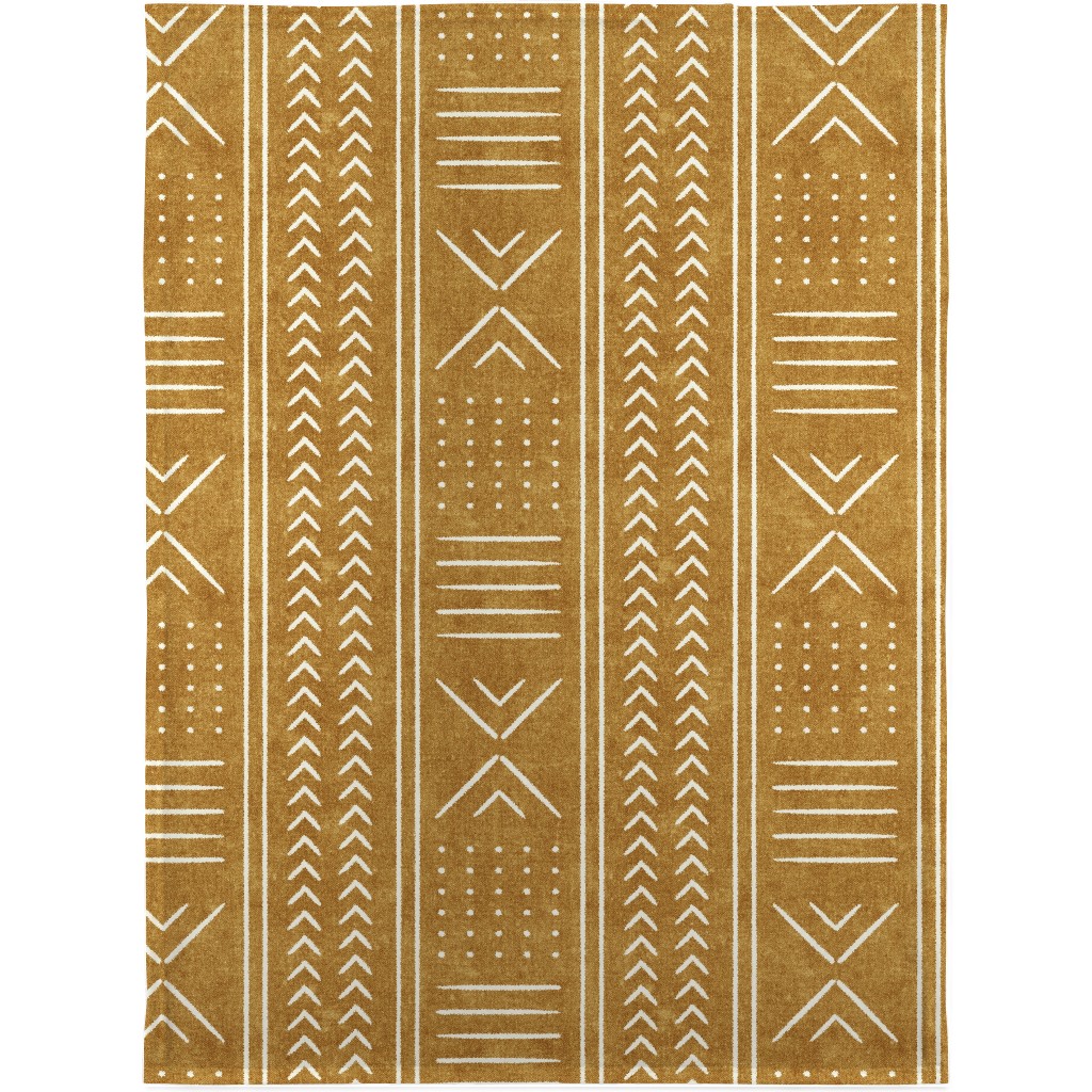 Mudcloth - Mustard Blanket, Fleece, 30x40, Yellow