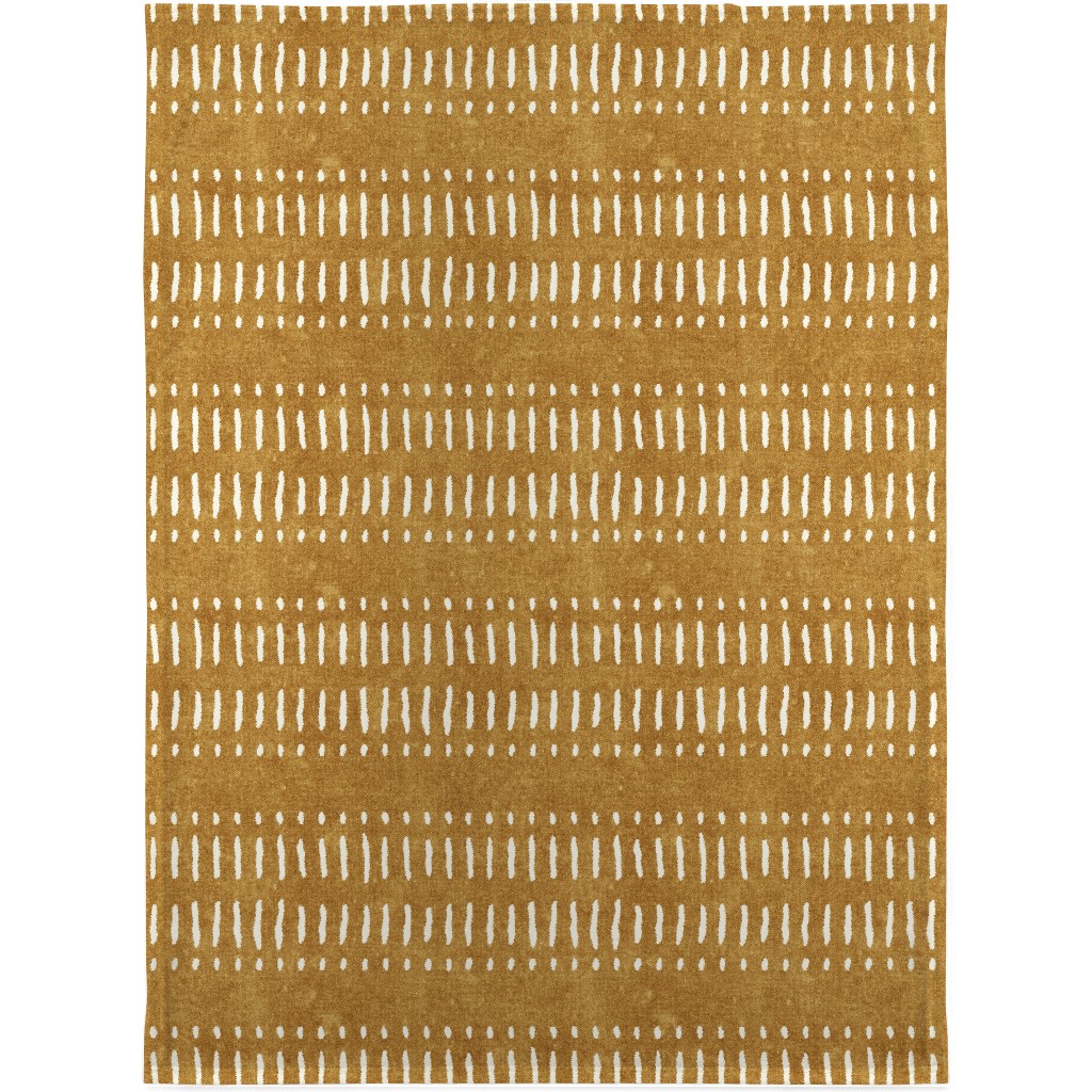 Dash Dot Stripes Blanket, Fleece, 30x40, Yellow, Golden