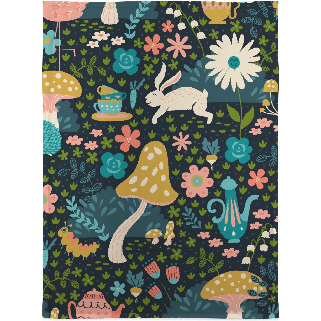 Wandering in Wonderland - Dark Blanket, Fleece, 30x40, Multicolor