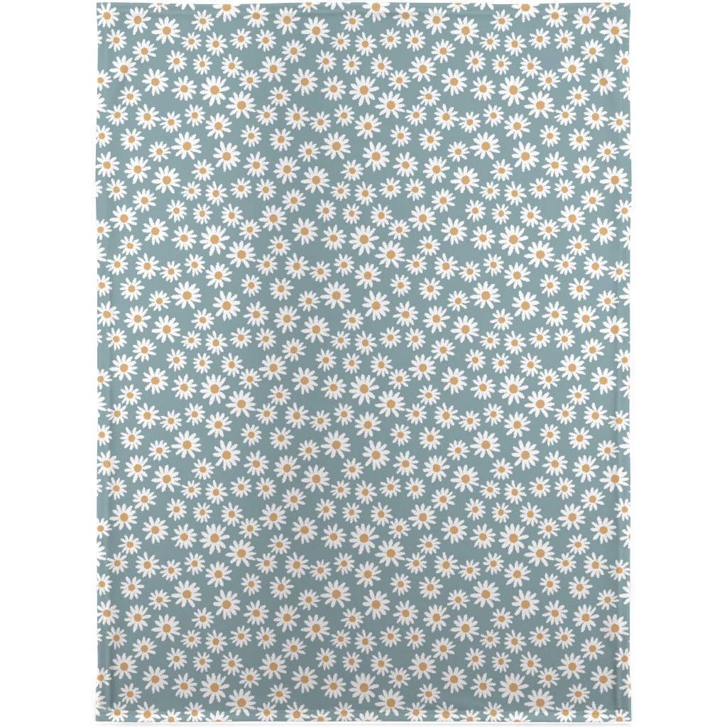 Daisies Blanket, Fleece, 30x40, Blue, Cool Gray