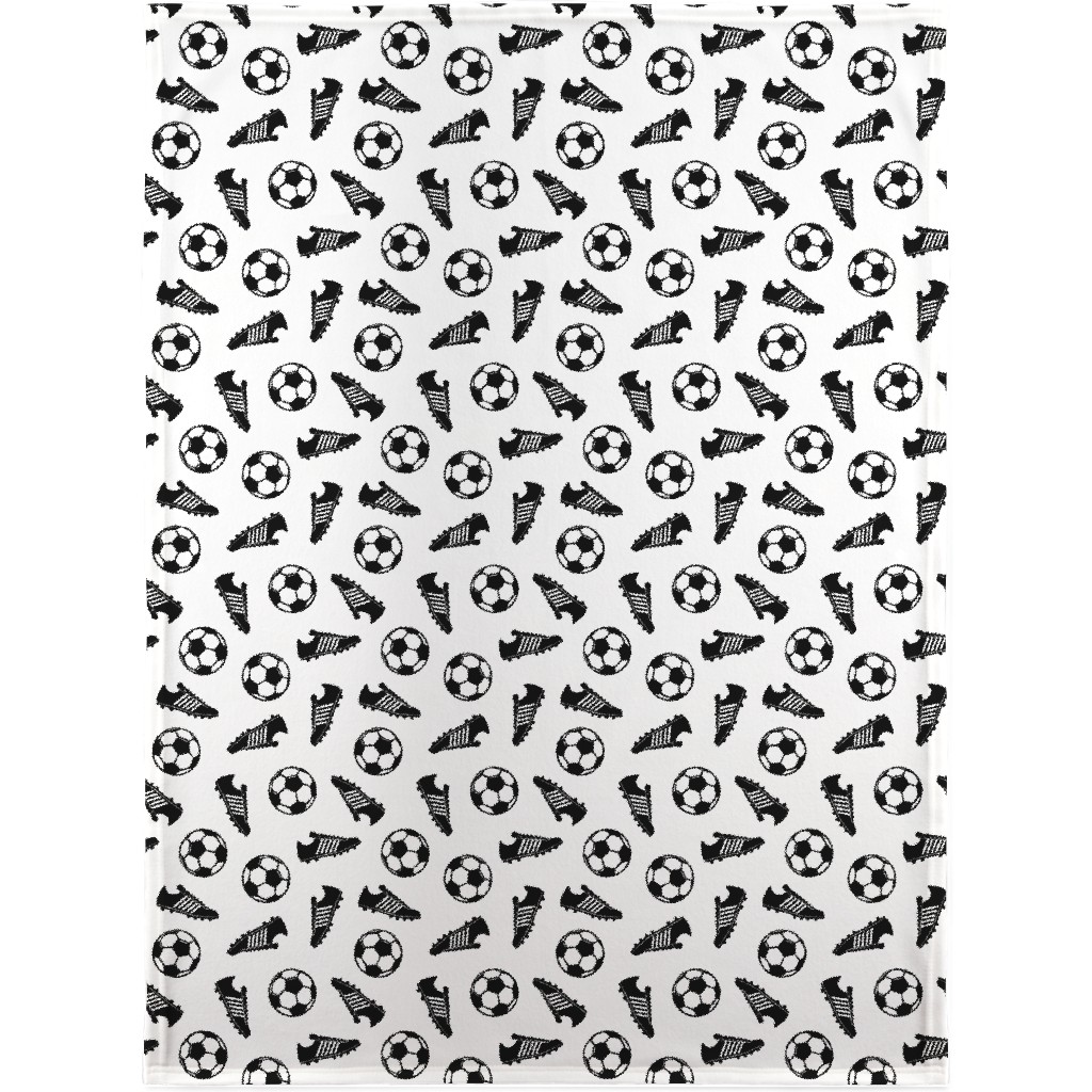 Soccer Balls and Cleats Blanket, Fleece, 30x40, White, White
