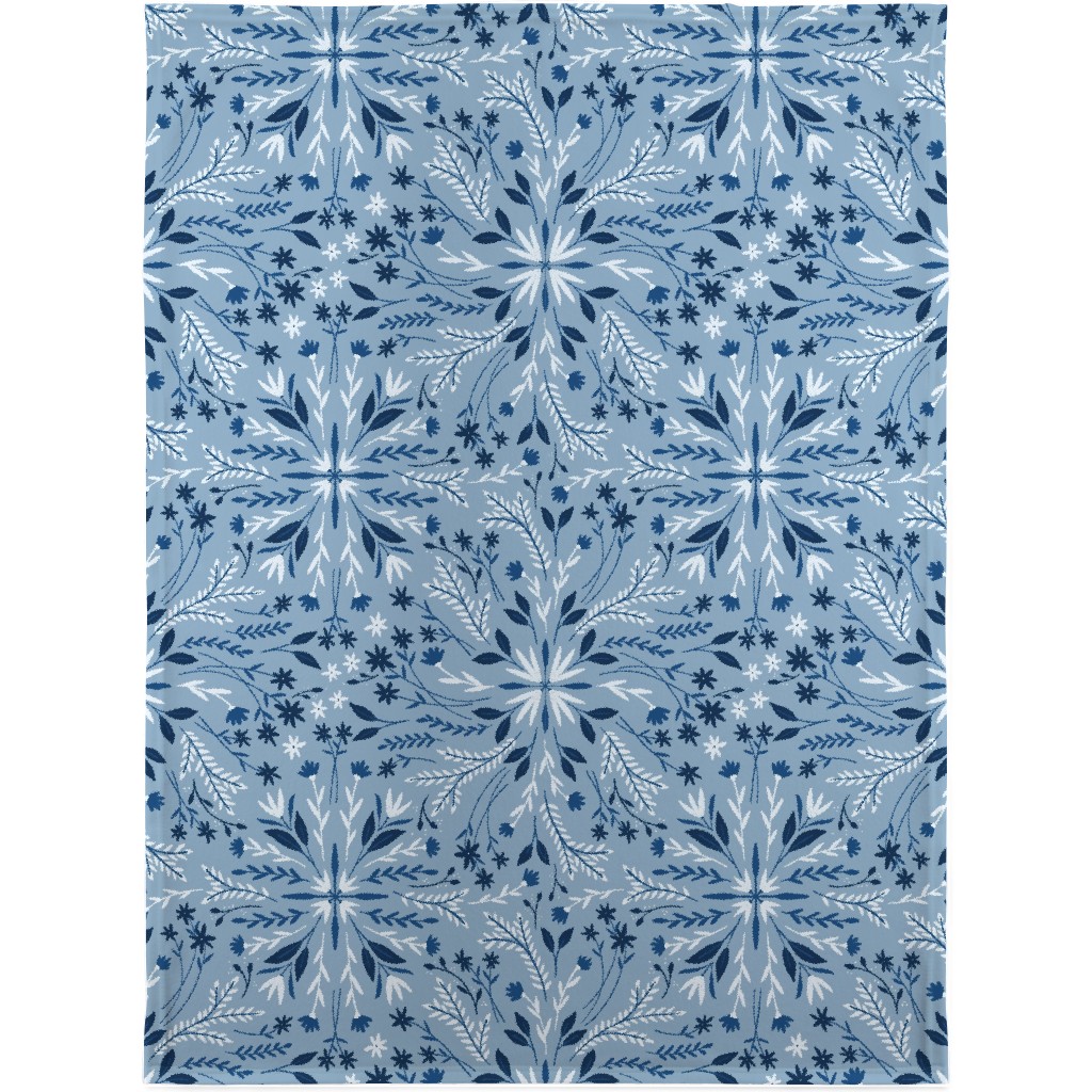 Dotty Floral - Blue Blanket, Fleece, 30x40, Blue, True Blue