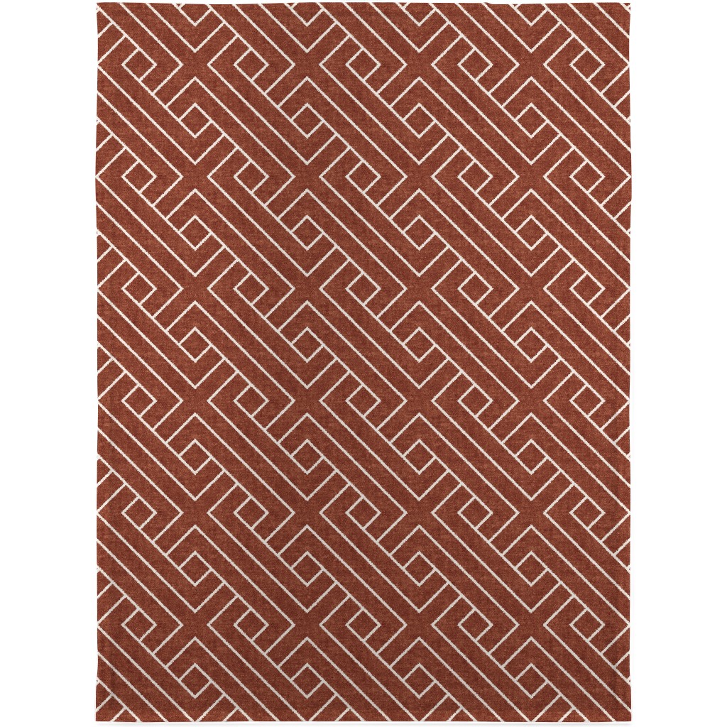 Cadence Geometric Weave - Rust Blanket, Fleece, 30x40, Red
