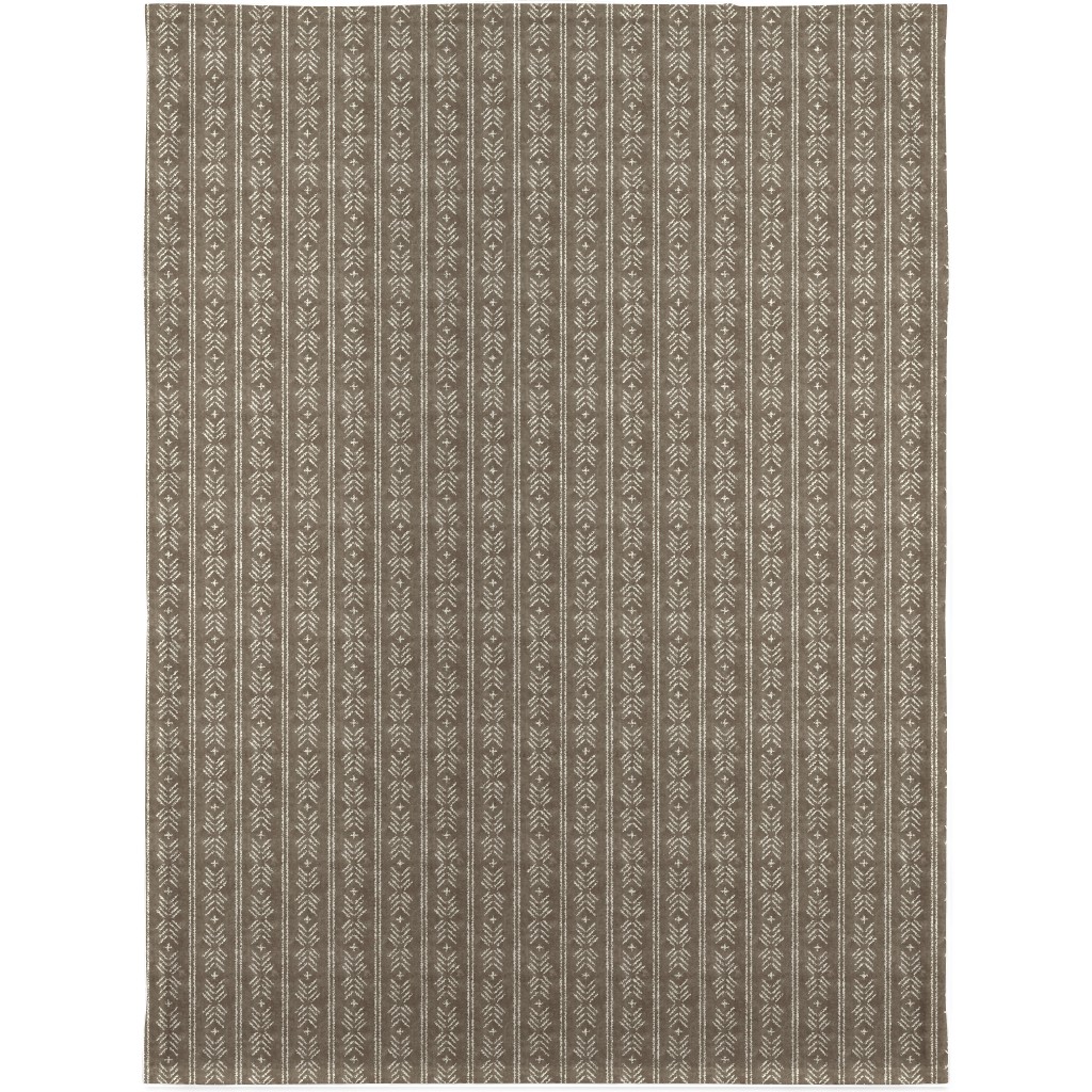 Mudcloth Arrow Stripes - Golden Beige Blanket, Fleece, 30x40, Brown, Brown